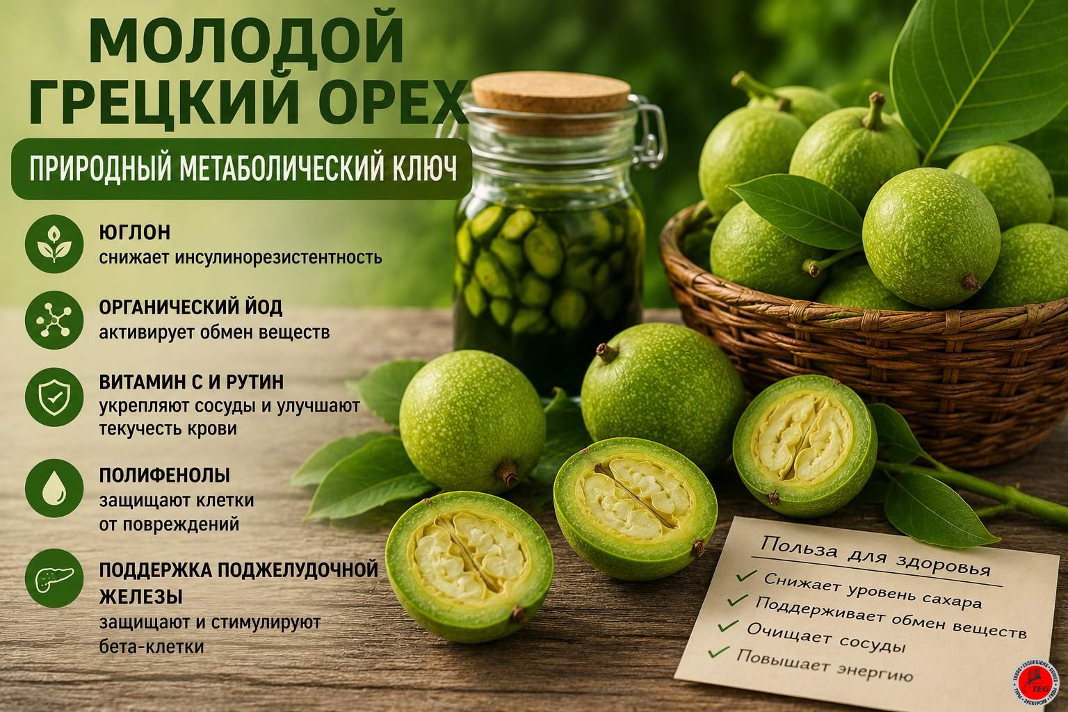 Молодой грецкий орех: природный метаболический ключ к снижению инсулинорезистентности.
